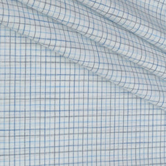Shirt Fabric Raymond 100% Cotton Small Check With Slub Colour Blue N Firozi