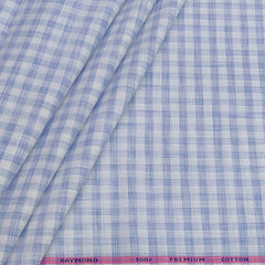 Shirt Fabric Raymond 100% Cotton Check With Slub Colour Blue