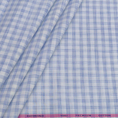 Shirt Fabric Raymond 100% Cotton Check With Slub Colour Blue