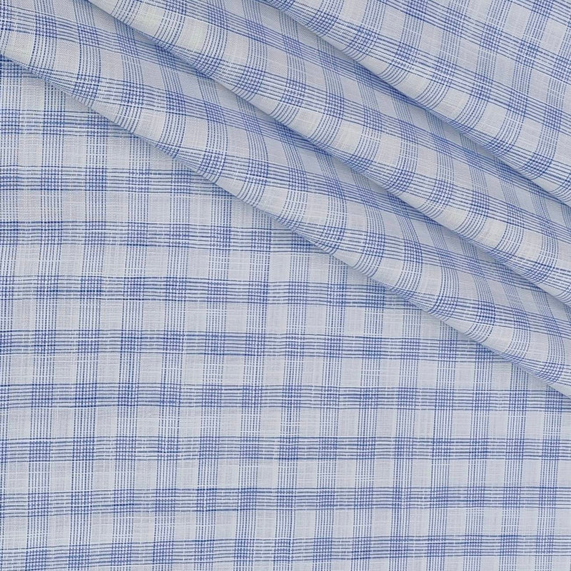 Shirt Fabric Raymond 100% Cotton Check With Slub Colour Blue