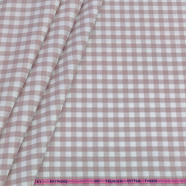 Shirt Fabric Raymond 100% Giza Cotton Check Colour Tulipwood