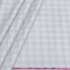 Shirt Fabric Raymond 100% Giza Cotton Broad Check Colour Silver Grey