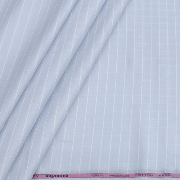 Shirt Fabric Raymond 100% Giza Cotton Check Colour Light Blue