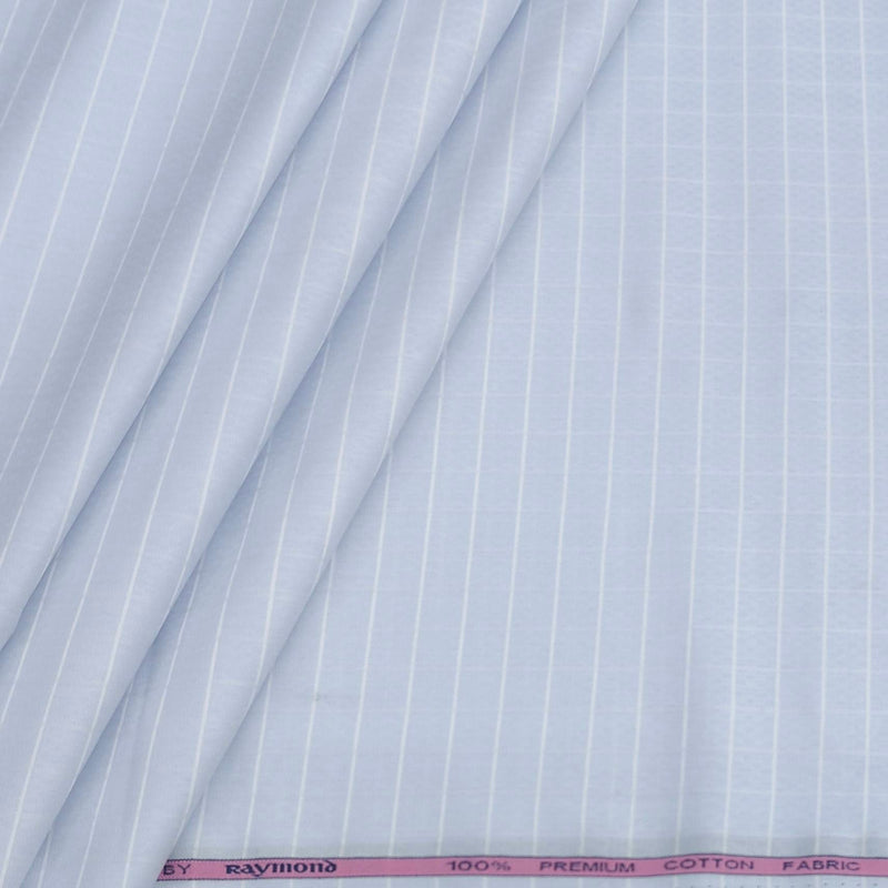 Shirt Fabric Raymond 100% Giza Cotton Check Colour Light Blue