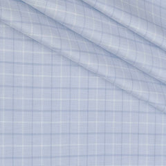 Shirt Fabric Raymond 100% Giza Cotton Broad Check Colour Faded Blue