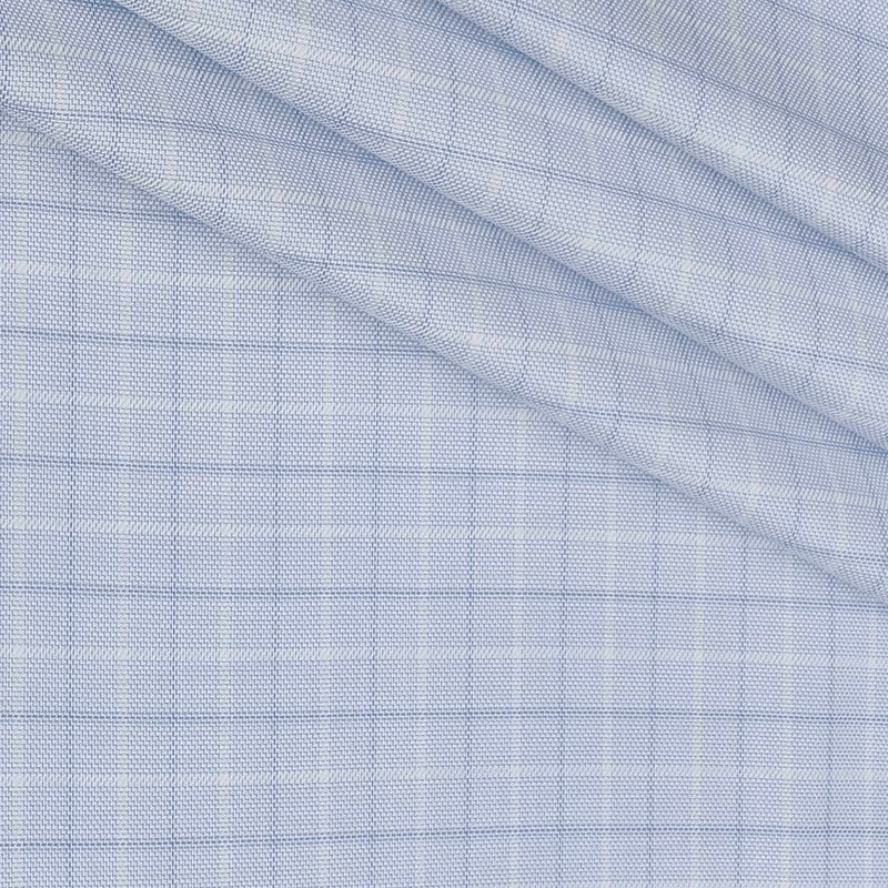 Shirt Fabric Raymond 100% Giza Cotton Broad Check Colour Faded Blue