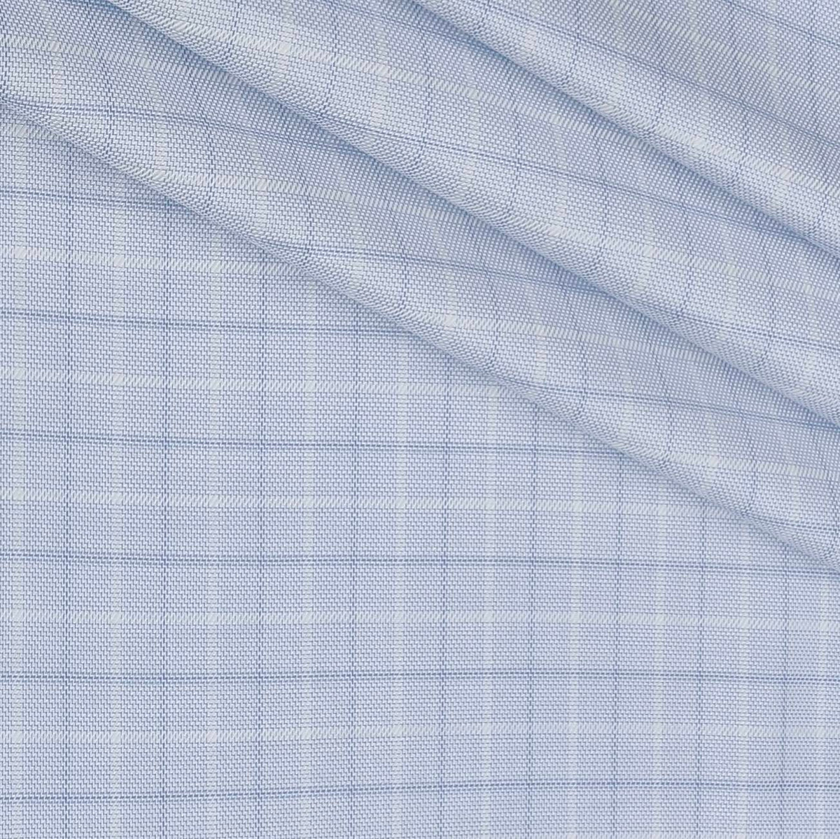 Shirt Fabric Raymond 100% Giza Cotton Broad Check Colour Faded Blue