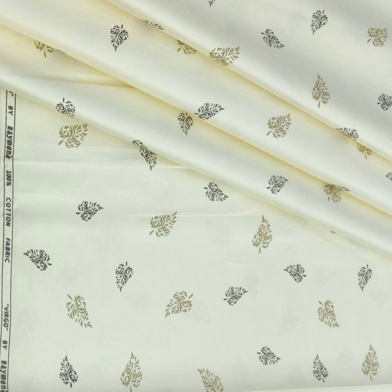 Shirt Fabric Raymond 60s Giza Cotton Print Colour Cream