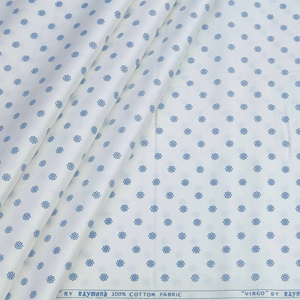 Shirt Fabric Raymond 60s Giza Cotton Print Colour Blue