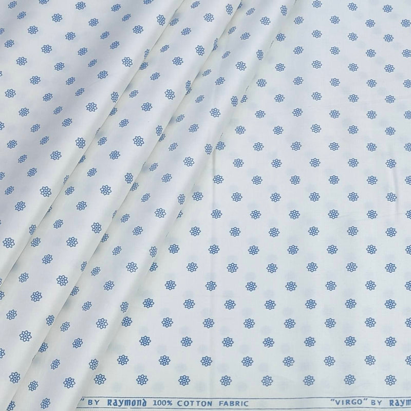 Shirt Fabric Raymond 60s Giza Cotton Print Colour Blue