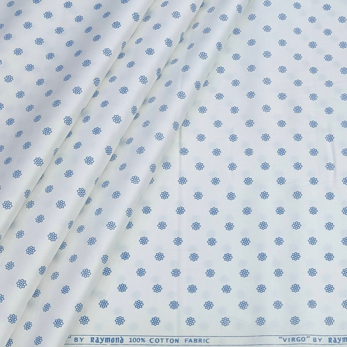 Shirt Fabric Raymond 60s Giza Cotton Print Colour Blue
