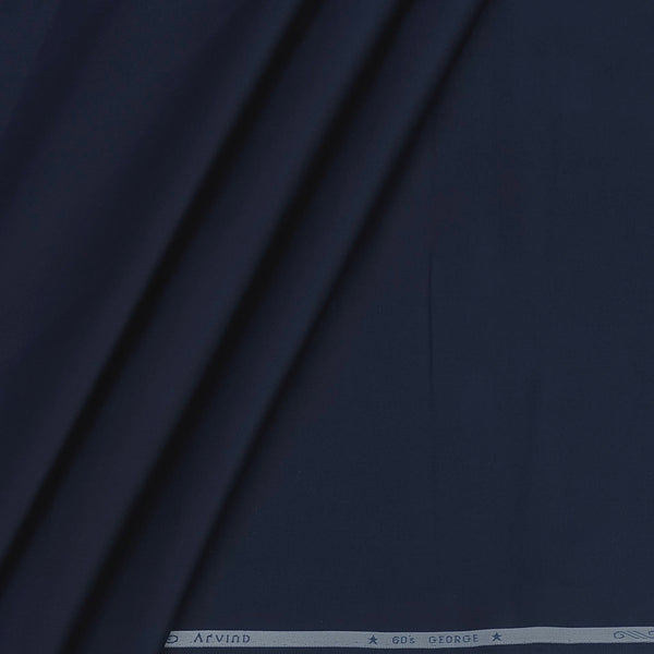 Shirt Fabric Arvind 60s Giza Cotton Plain Colour Dark Blue