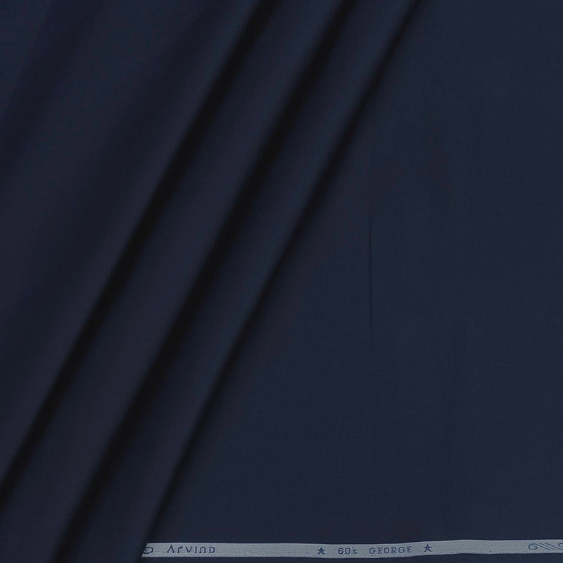 Shirt Fabric Arvind 60s Giza Cotton Plain Colour Dark Blue