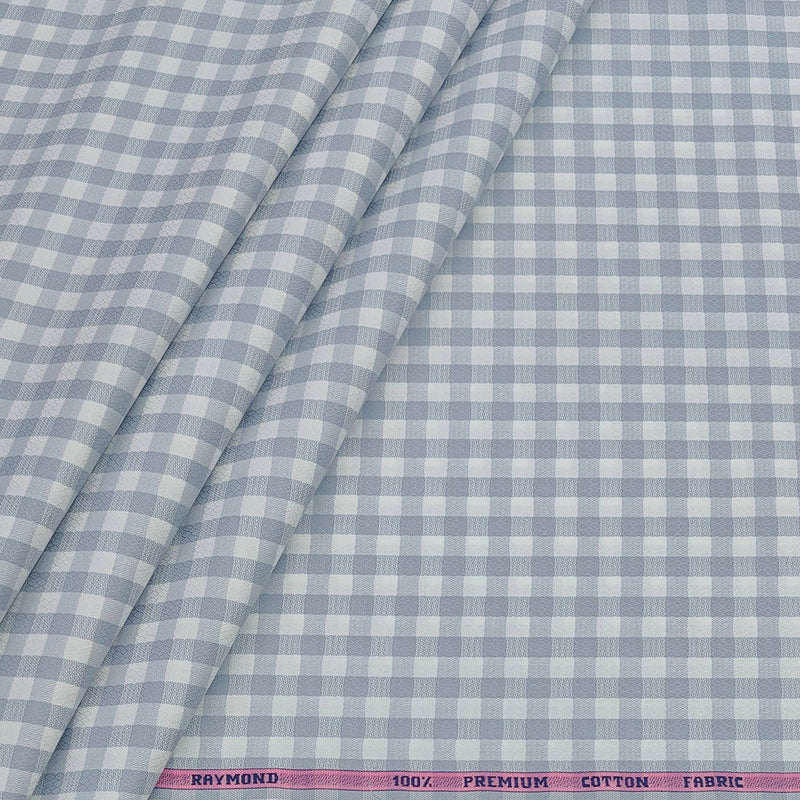 Shirt Fabric Raymond 100% Giza Cotton Check Colour Grey N White