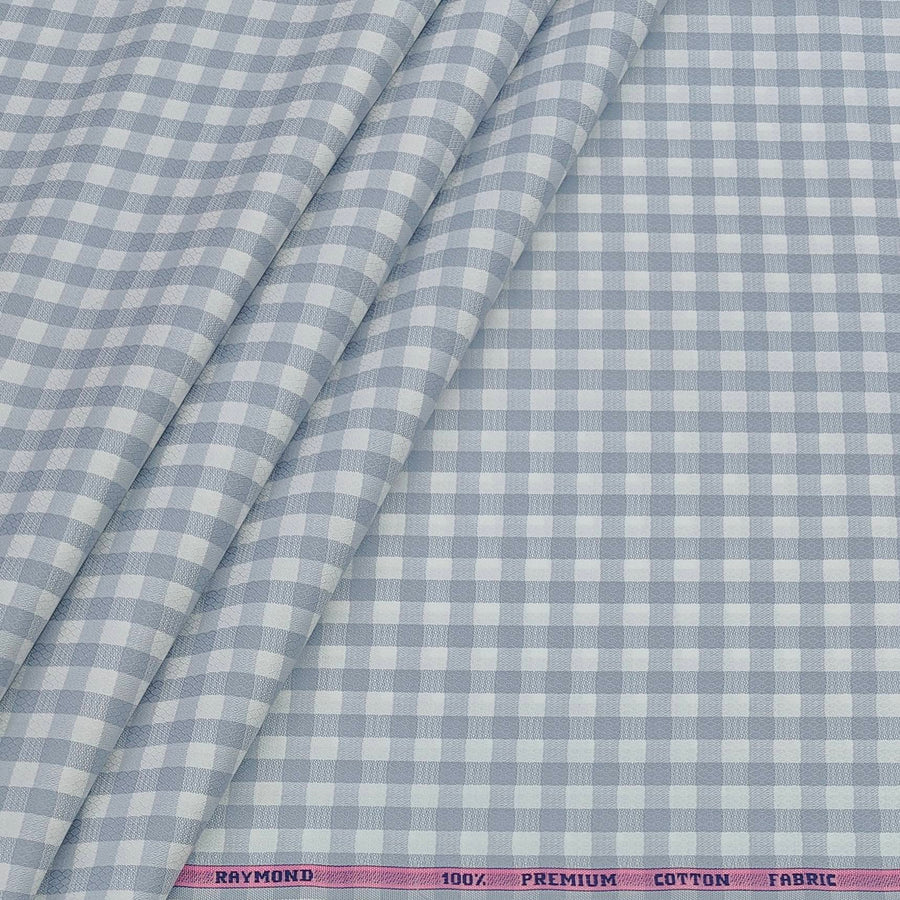 Shirt Fabric Raymond 100% Giza Cotton Check Colour Grey N White