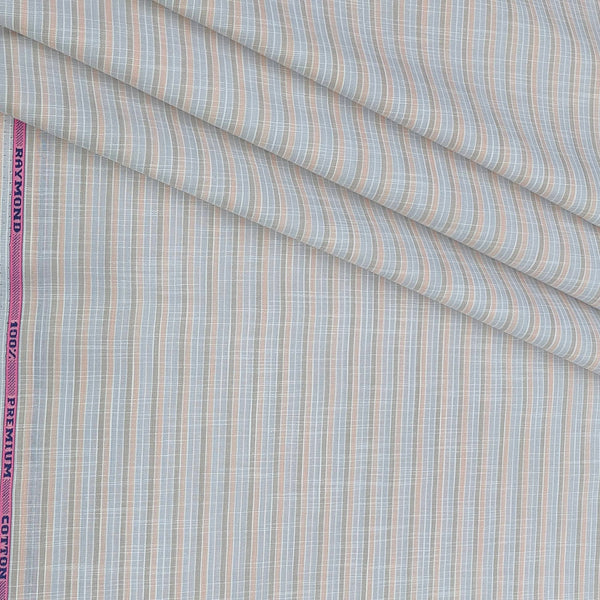Shirt Fabric Raymond 100% Cotton Lining With Slub Colour Peach N Light Blue