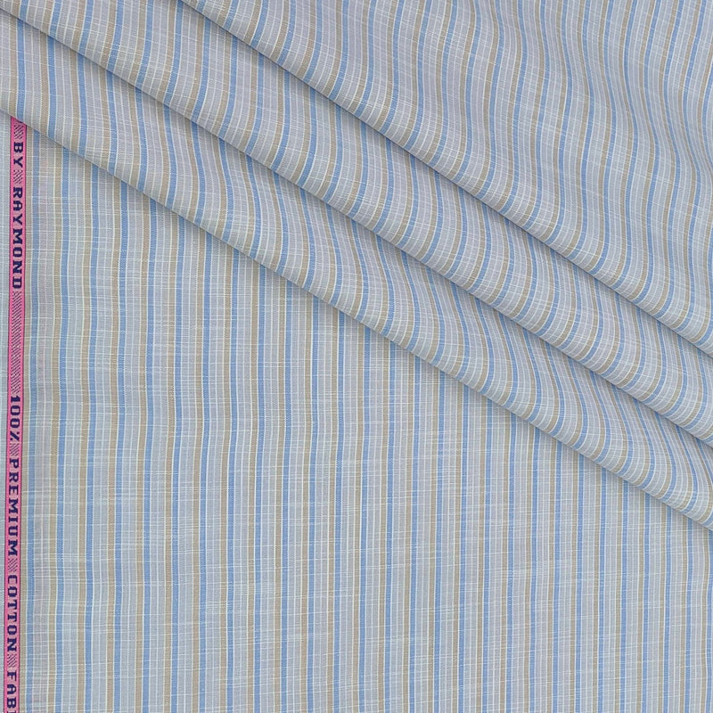 Shirt Fabric Raymond 100% Cotton Lining With Slub Colour Blue N Brown