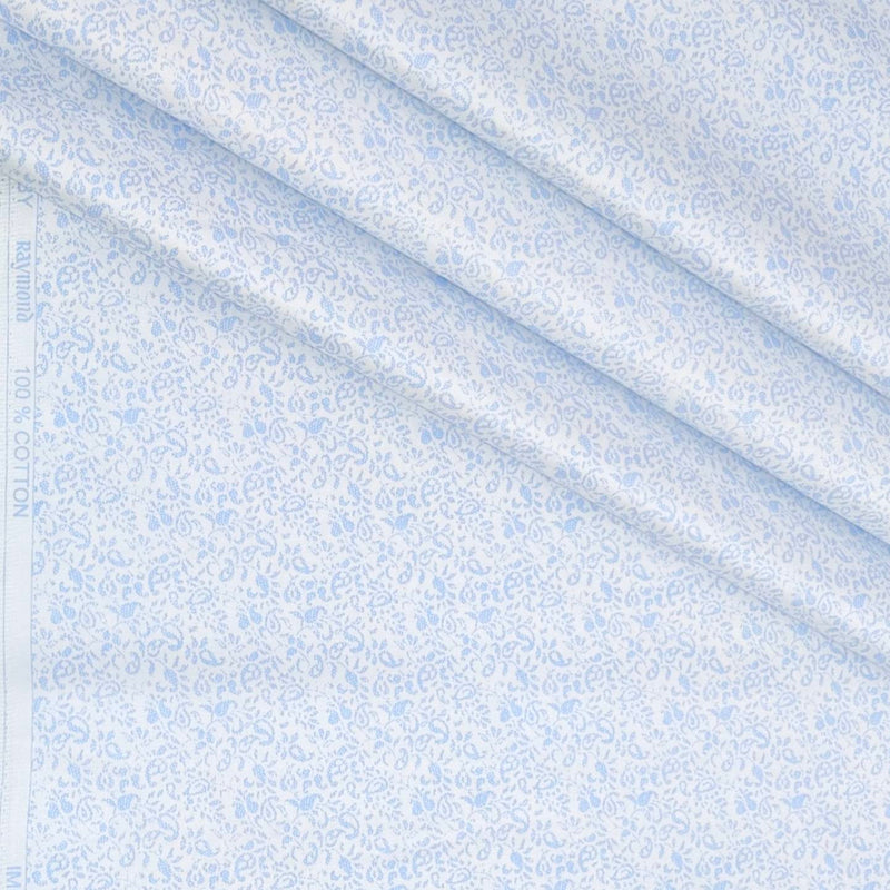 Shirt Fabric Raymond 60s Giza Cotton Print Colour Light Blue