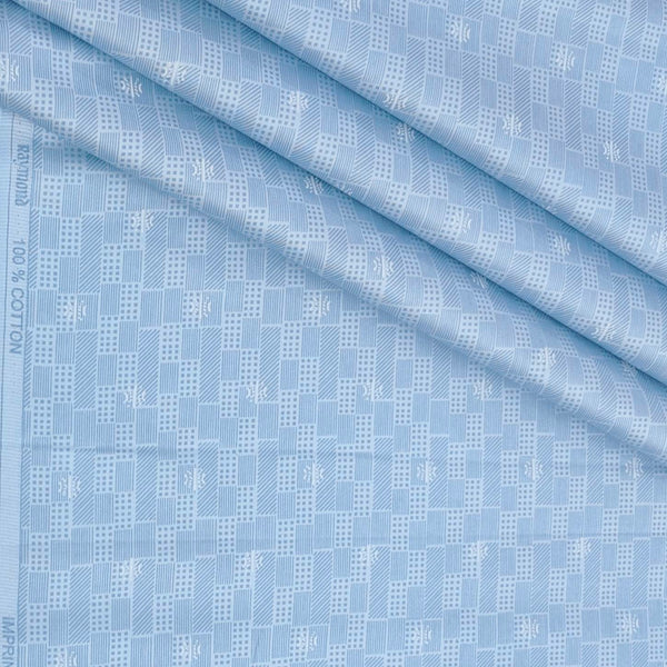 Shirt Fabric Raymond 60s Giza Cotton Print Colour Blue