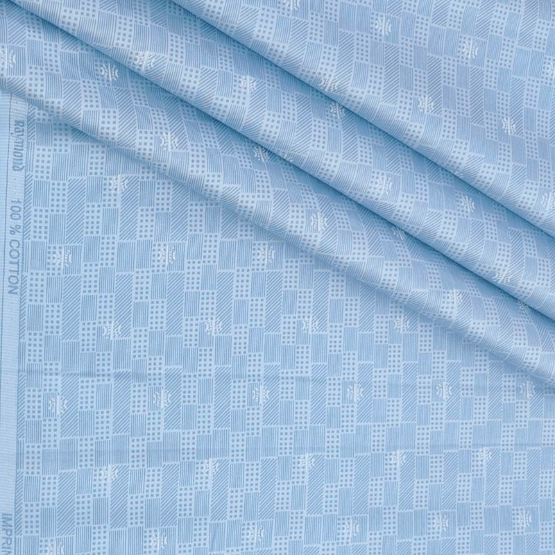 Shirt Fabric Raymond 60s Giza Cotton Print Colour Blue