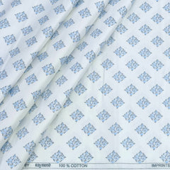 Shirt Fabric Raymond 60s Giza Cotton Print Colour Blue N White