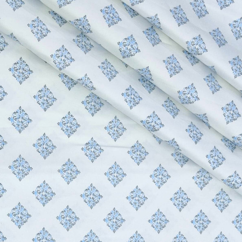 Shirt Fabric Raymond 60s Giza Cotton Print Colour Blue N White