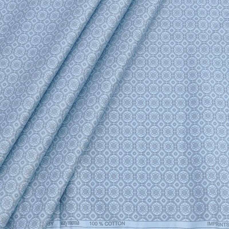 Shirt Fabric Raymond 60s Giza Cotton Print Colour Baby Blue
