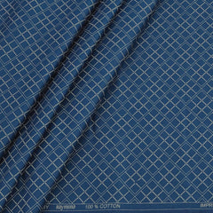 Shirt Fabric Raymond 60s Giza Cotton Print Colour Prussian Blue