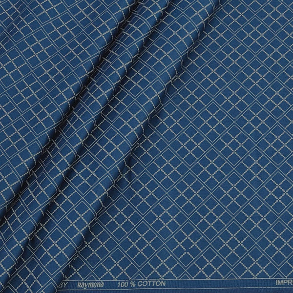Shirt Fabric Raymond 60s Giza Cotton Print Colour Prussian Blue