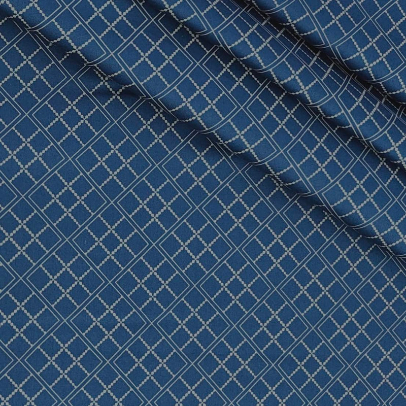 Shirt Fabric Raymond 60s Giza Cotton Print Colour Prussian Blue