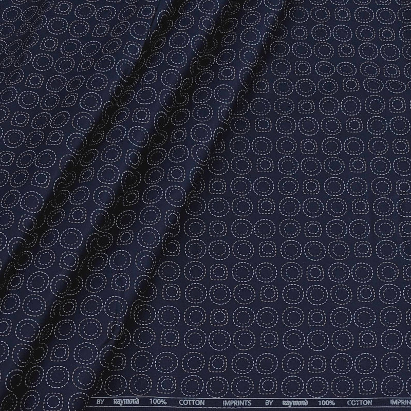 Shirt Fabric Raymond 60s Giza Cotton Print Colour Blackish Blue