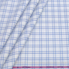 Shirt Fabric Raymond 100% Giza Cotton Broad Check Colour Blue N White