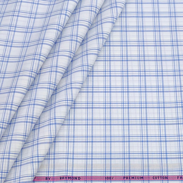 Shirt Fabric Raymond 100% Giza Cotton Broad Check Colour Blue N White