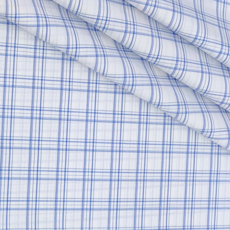 Shirt Fabric Raymond 100% Giza Cotton Broad Check Colour Blue N White