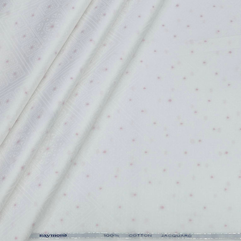 Shirt Fabric Raymond 100% Giza Cotton Premium Jacquard Colour White N Pink