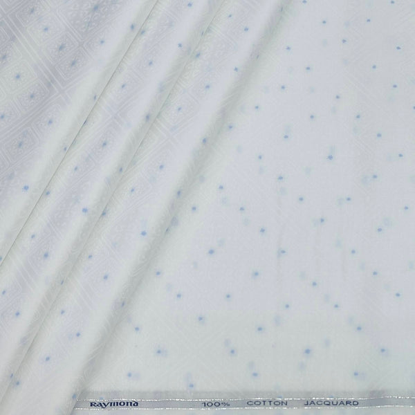 Shirt Fabric Raymond 100% Giza Cotton Jacquard Colour White N Blue