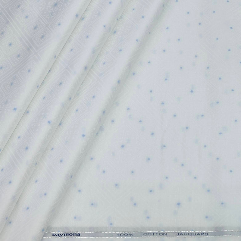 Shirt Fabric Raymond 100% Giza Cotton Jacquard Colour White N Blue