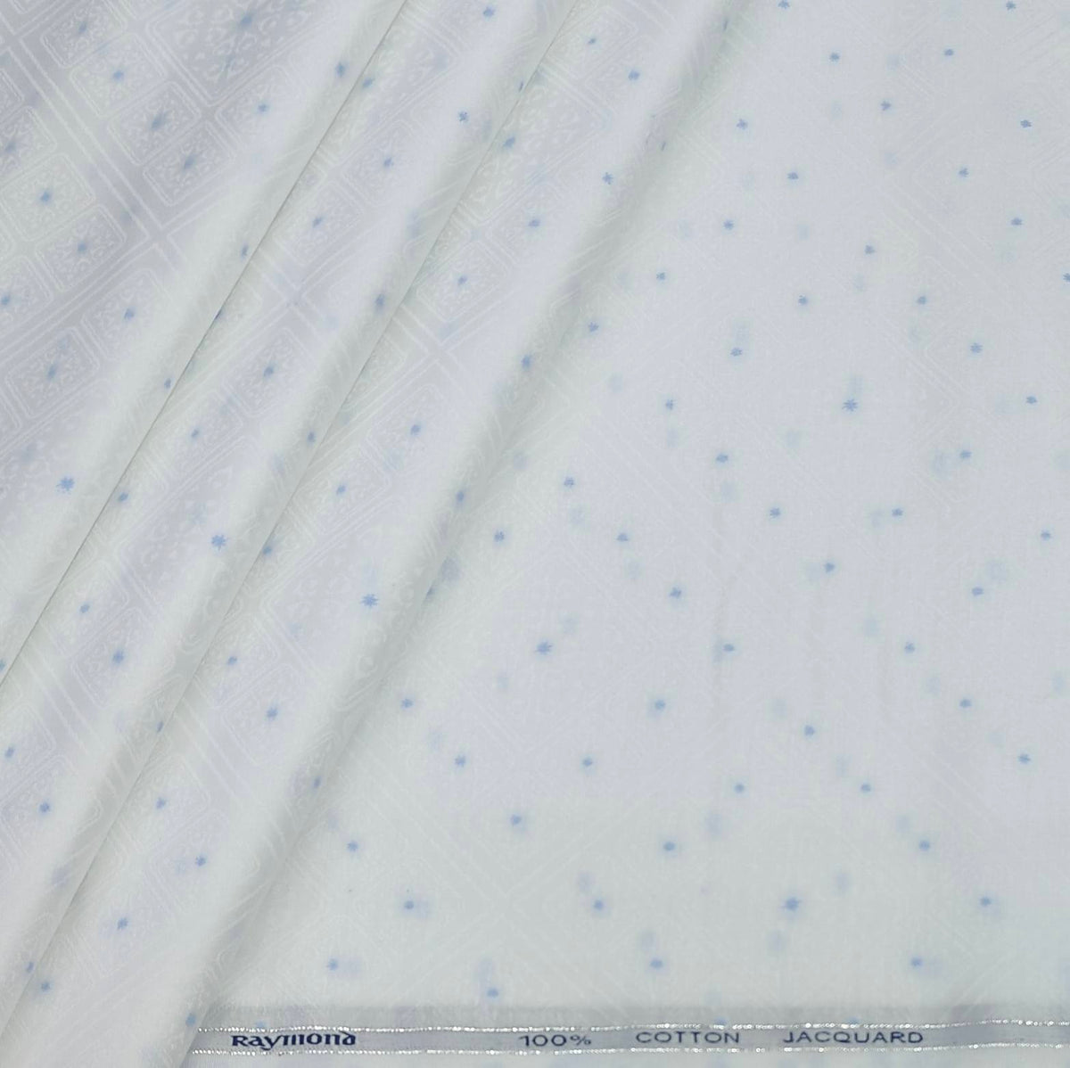 Shirt Fabric Raymond 100% Giza Cotton Jacquard Colour White N Blue