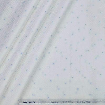 Shirt Fabric Raymond 100% Giza Cotton Jacquard Colour White N Blue