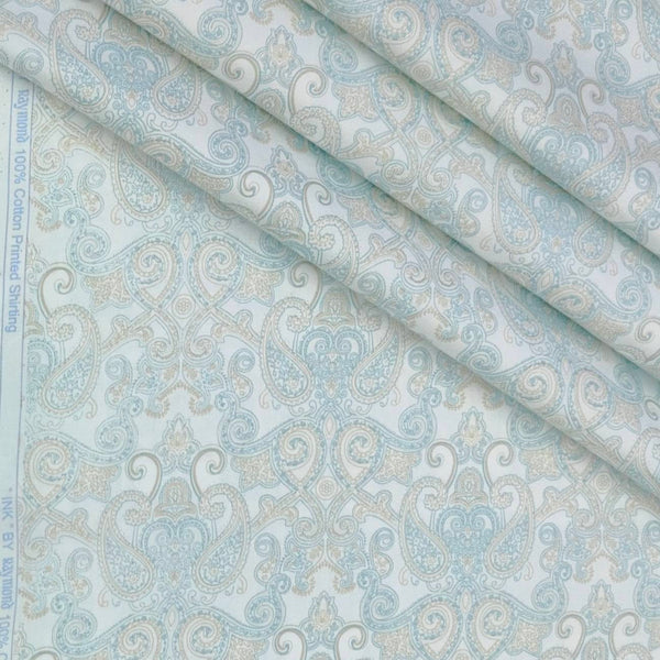 Shirt Fabric Raymond 100% Giza Cotton Premium Print Colour Pistachio Green