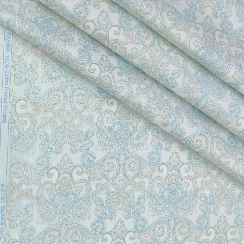Shirt Fabric Raymond 100% Giza Cotton Premium Print Colour Pistachio Green