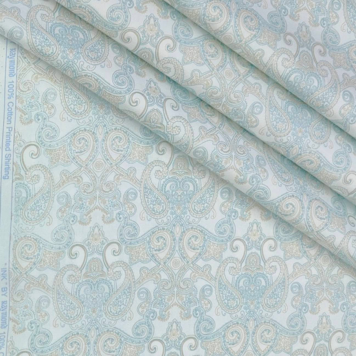 Shirt Fabric Raymond 100% Giza Cotton Premium Print Colour Pistachio Green