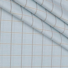 Shirt Fabric Raymond 100% Giza Cotton Premium Broad Check With Jacquard Colour Water Blue
