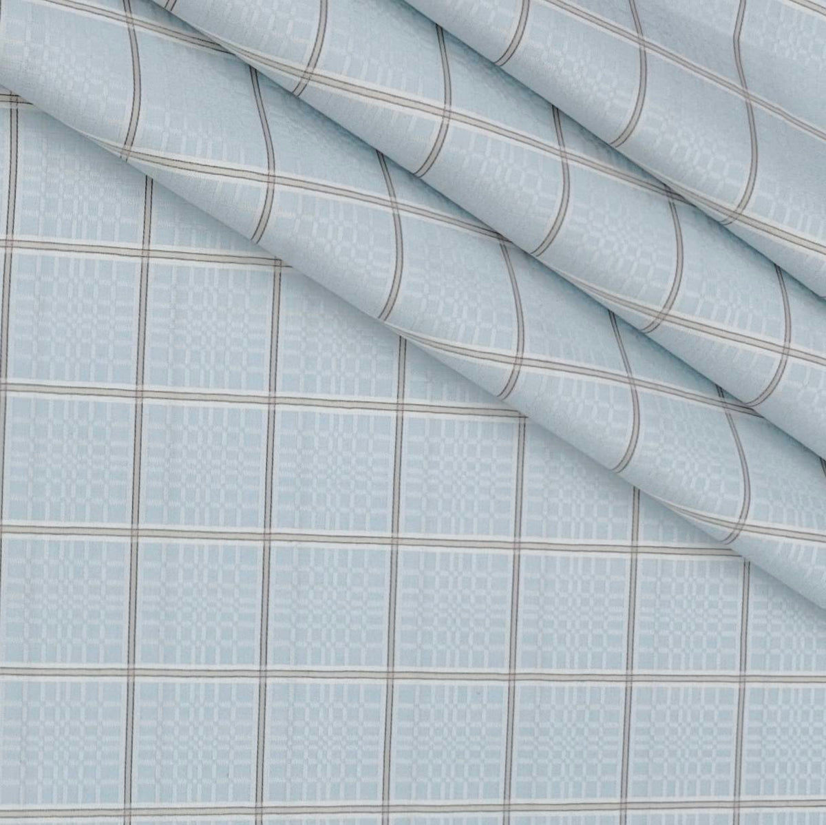 Shirt Fabric Raymond 100% Giza Cotton Premium Broad Check With Jacquard Colour Water Blue
