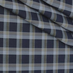 Shirt Fabric Raymond 100% Giza Cotton Premium Check Colour Dark Blue