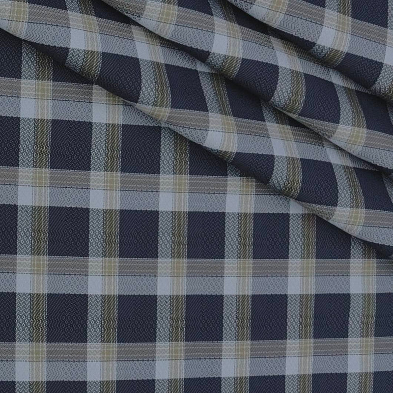 Shirt Fabric Raymond 100% Giza Cotton Premium Check Colour Dark Blue
