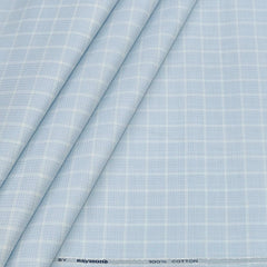 Shirt Fabric Raymond 100% Giza Cotton Premium Check Colour Blue