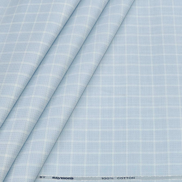 Shirt Fabric Raymond 100% Giza Cotton Premium Check Colour Blue
