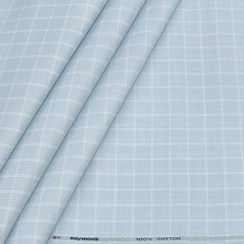 Shirt Fabric Raymond 100% Giza Cotton Premium Check Colour Blue