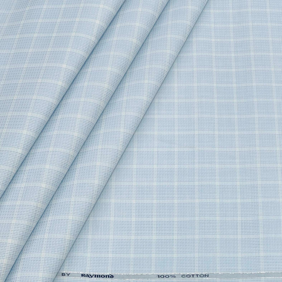 Shirt Fabric Raymond 100% Giza Cotton Premium Check Colour Blue